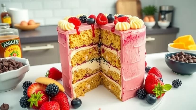 Fyllning tårta barn som överraskar gäster