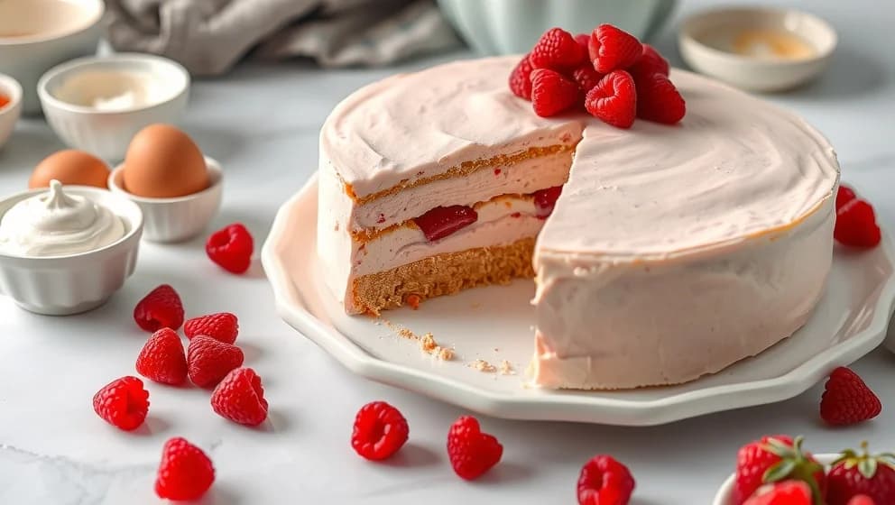 Hallonmousse till tårta hemma