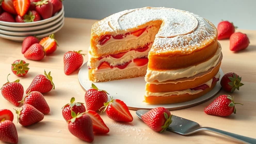 Jordgubbsfyllning med frysta jordgubbar till tårta