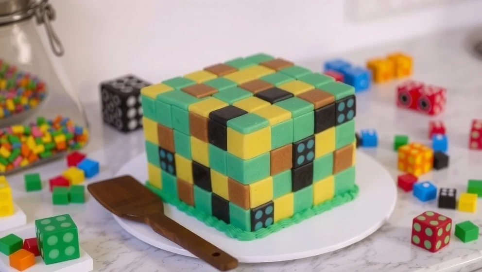 Minecraft tårta oblat till barnkalas