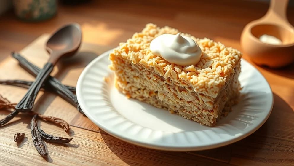 Rice crisp tårta med vaniljkräm gör dagen ljusare