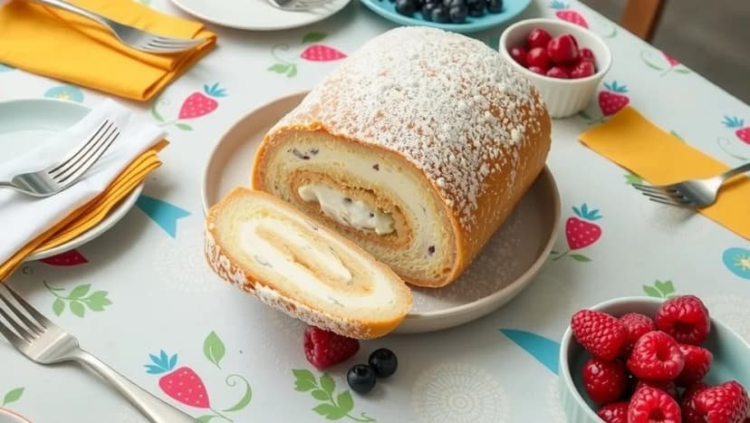 Rulltårta som tårta på festbordet