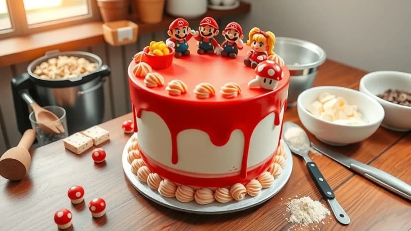 Super Mario tårta som imponerar på fest