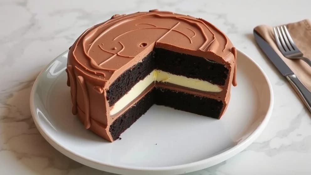 Chokladmousse och vaniljkräm tårta som alla älskar