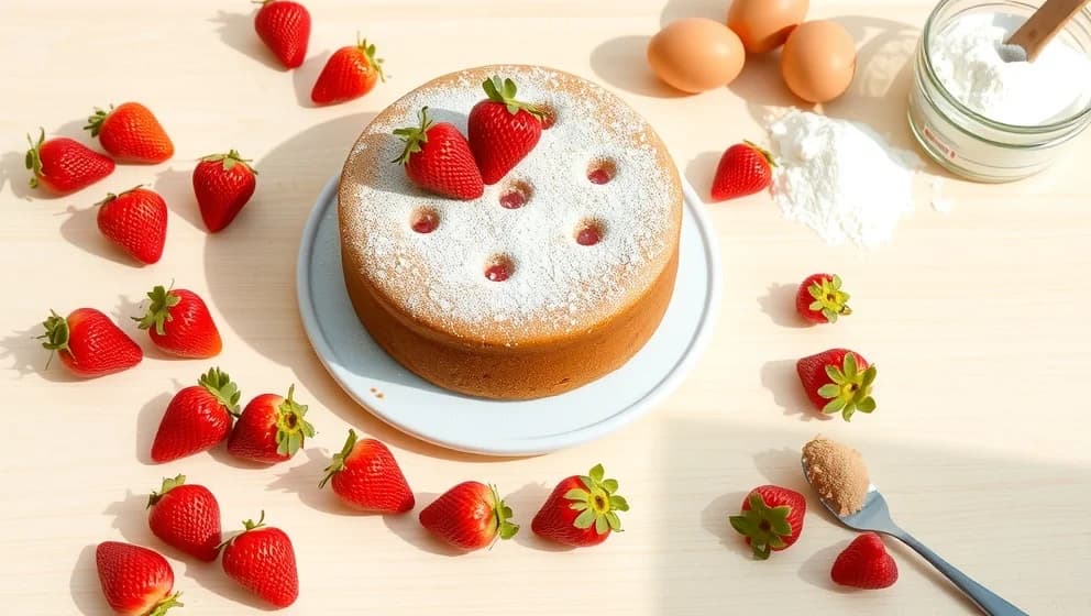 Tårta med jordgubbar som lycker alltid