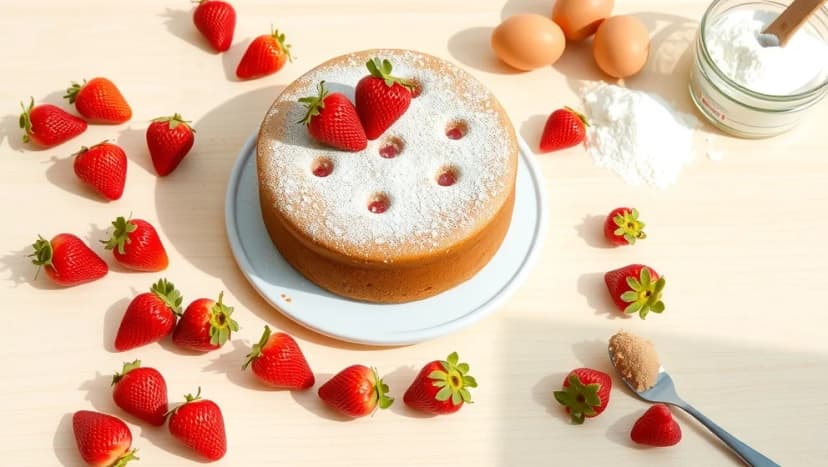 Tårta med jordgubbar som lycker alltid