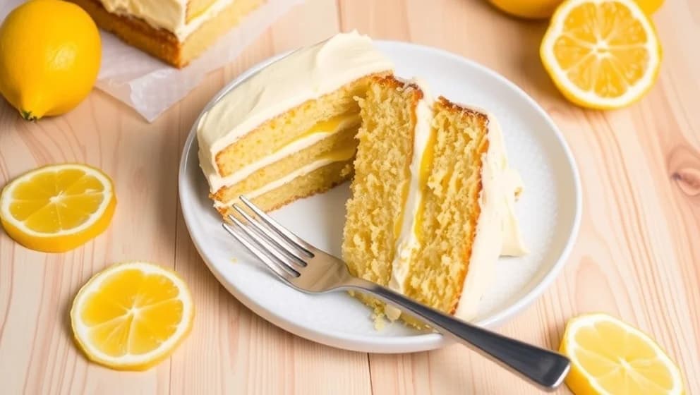 Lemoncurd och vaniljkräm tårta som smakar gudomligt