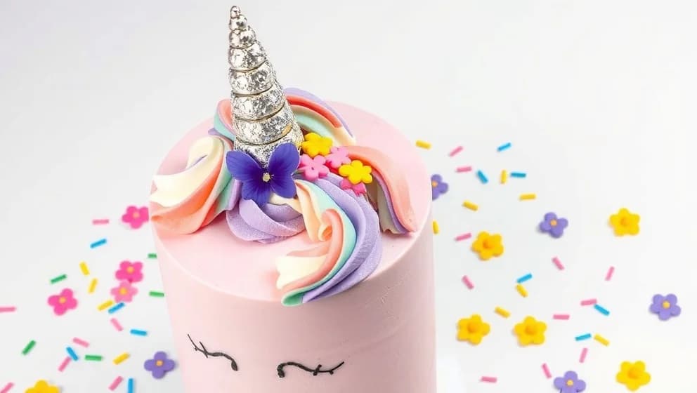 Unicorn tårta dekoration för barnkalas